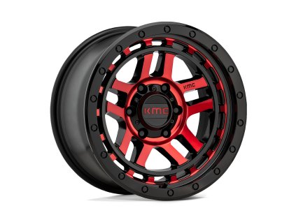 alloy wheel recon gloss black machined w red tint kmc