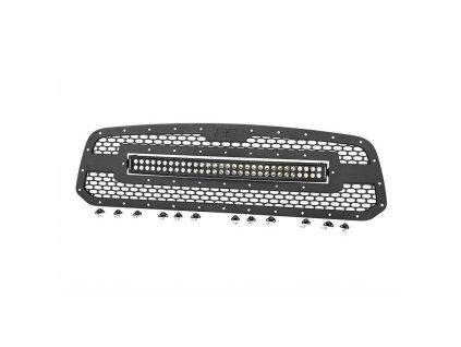 mesh grille with 30 dual row led light bar black series rough country
