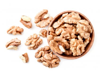 walnut peeled wooden plate scattered white