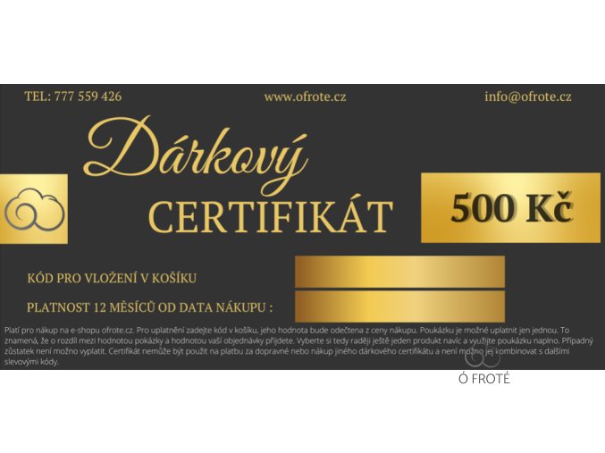 darkovy certifikat 500kc cerny
