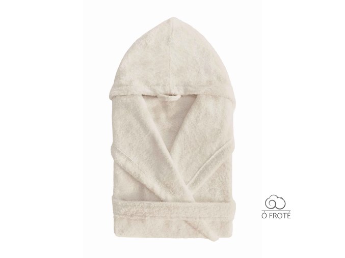 NEW PLUS HOODED BATH ROBE NATURAL