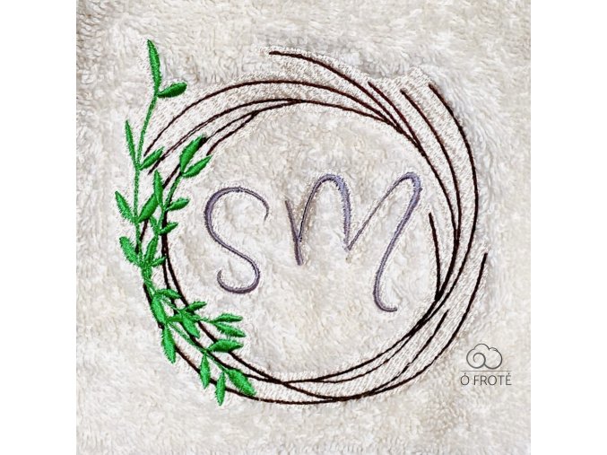 vysivka monogram listky na osusku