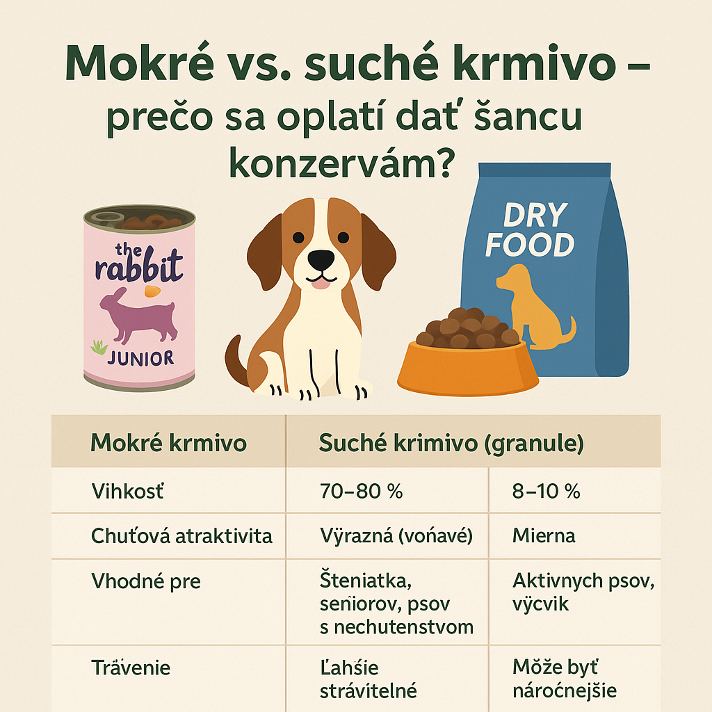 Porovnanie mokrého a suchého krmiva pre psov – výhody konzerv