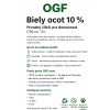 OGF Biely ocot 10 % – prírodný čistič, návod na použitie a bezpečnostné informácie (infografika).