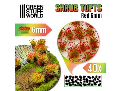 shrubs tufts 6mm self adhesive red flowers