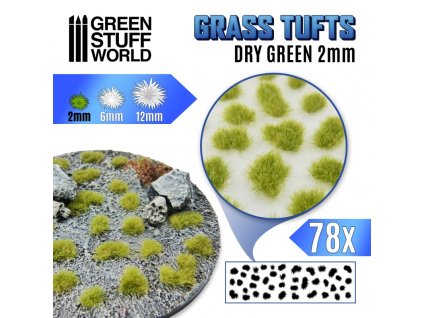 self adhesive scenic basing grass tufts 2mm dry green