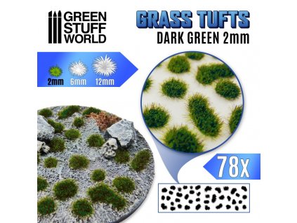 self adhesive scenic basing grass tufts 2mm dark green