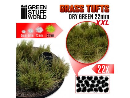 self adhesive scenic basing grass tufts xxl 22mm dry green
