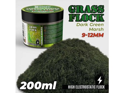 static grass flock 9 12mm dark green marsh 200 ml