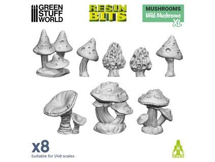 3d printed set wild mushrooms xl