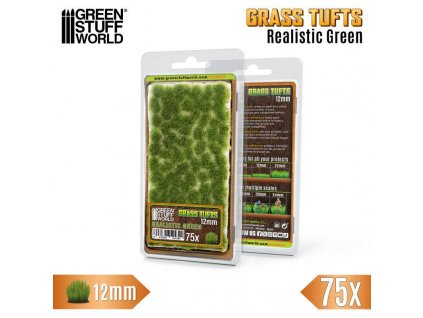 static grass tufts 12 mm realistic green