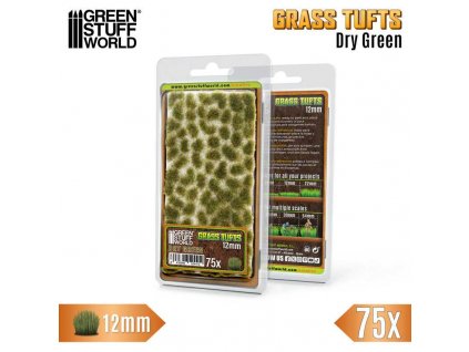 static grass tufts 12 mm dry green