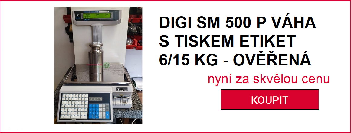 DIGI SM 500 P VÁHA S TISKEM ETIKET S NOŽKOU 6/15 KG-M - POUŽITÁ,