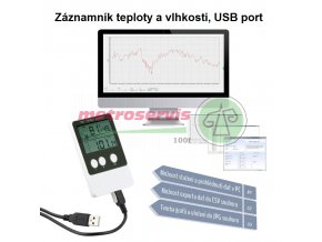 Datalogger pro měření teploty a vlhkosti T113, USB propojení