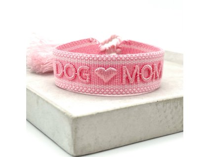 Náramek "DOG MOM" růžový