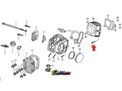 Šroub motoru M6x30 Ohvale 110 4S