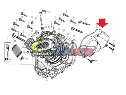 Víko statoru/pastorku 160 4S