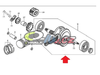 Hřídel ojnice klikové skříně 160 4S