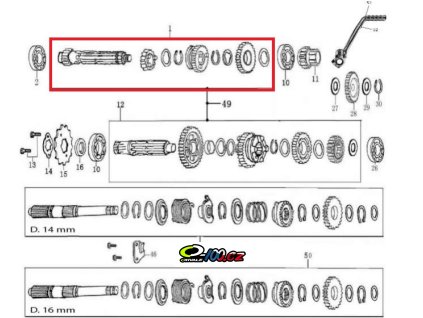 Primární hřídel převodovky Ohvale 160