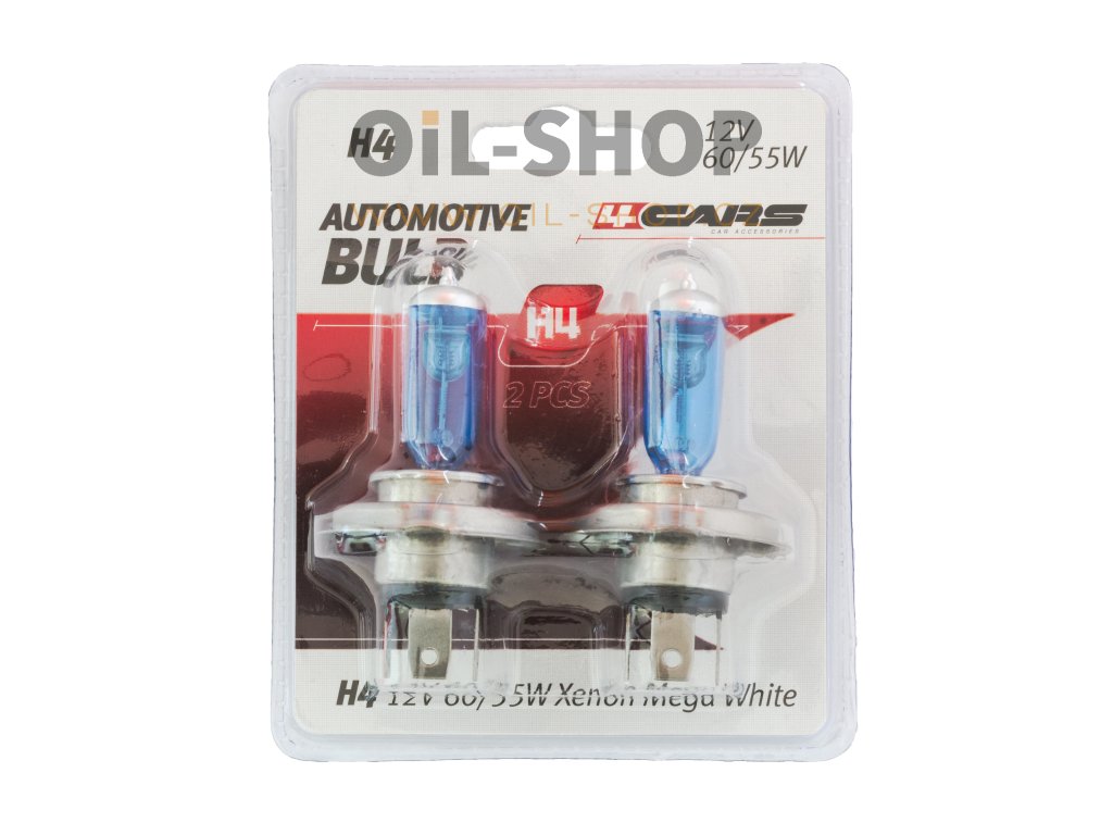 4CARS 12V H4 60/55W XENON MEGA WHITE 2KS (DOUBLE BLISTER)