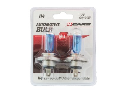 4CARS 12V H4 60/55W XENON MEGA WHITE 2KS (DOUBLE BLISTER)