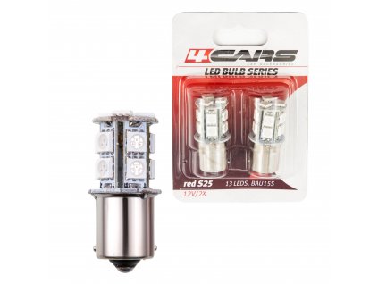4CARS LED Žárovka 13LED 12V S25-5050SMD BA15S Červená
