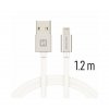 71523203 SWISSTEN DATOVY KABEL TEXTILE USB LIGHTNING 1 2 M STRIBRNY