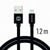 71523201 SWISSTEN DATOVY KABEL TEXTILE USB LIGHTNING 1 2 M CERNY