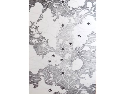 Nebe nad katedrálou  Kresba stálobarevným fixem