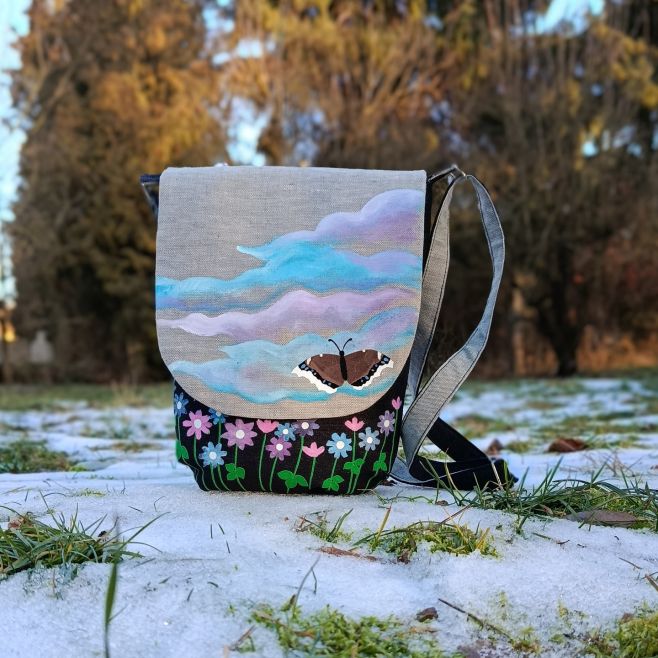 Nebe nadloukou - nová kabelka ušitá z džínoviny a lnu, s bavlněnou podšívkou uvnitř #okatejzralok #bag #earlyspring...