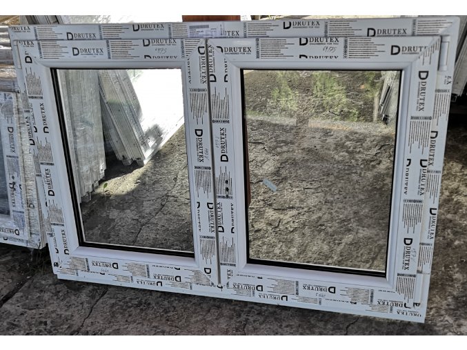 Drutex plastové okno dvoukříídlé bílé 120x120+3cm bez sloupku