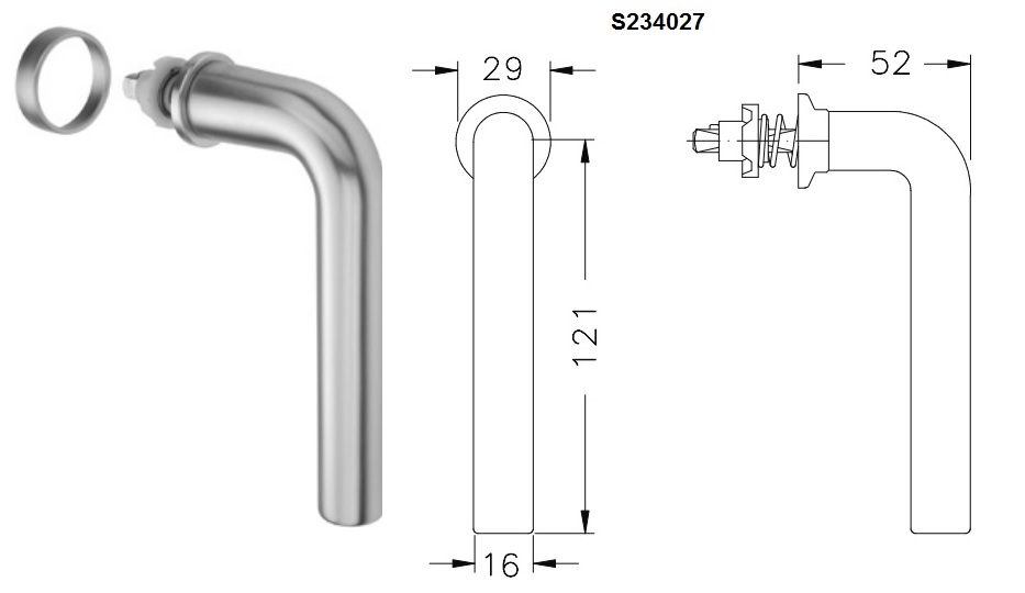 SCHUCO SCHÜCO Okenní klika pro hliníková okna Barva: INOX-leštěná nerez