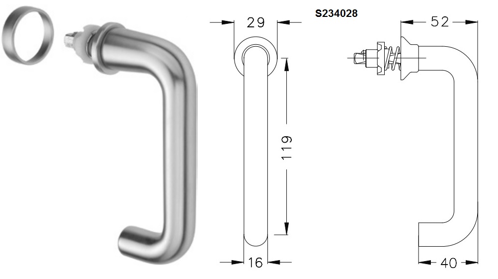 SCHUCO SCHÜCO Okenní klika pro hliníková okna Barva: INOX-leštěná nerez