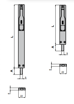 Levně Fapim 3722B stříbrná - zástrč do profilu překlápěcí, výsuv 23 mm, rozměry 220x22x8 mm