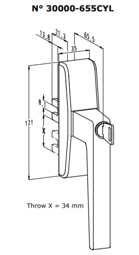 Sobinco klika art. 30000-655 CYL - uzamykatelná s klíčkem