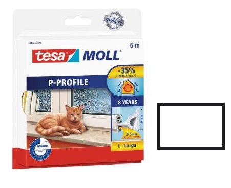 Levně Gumové těsnění P profil - tesamoll® Barva: Bílá, Balení: 25 m
