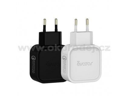 Univerzální USB-AC adaptér Avatar Quick Charge 2.0 - Černá