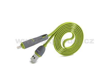 Micro USB a Lightning USB kabel 2v1 - Avatar - Zelená