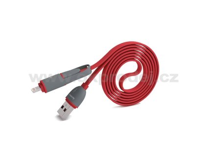 1556 micro usb a lightning usb kabel 2v1 avatar cervena