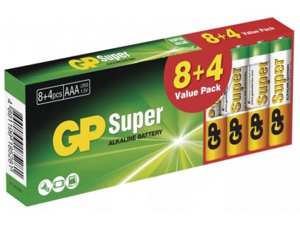 Alkalická baterie GP Super AAA (LR03) 12 ks