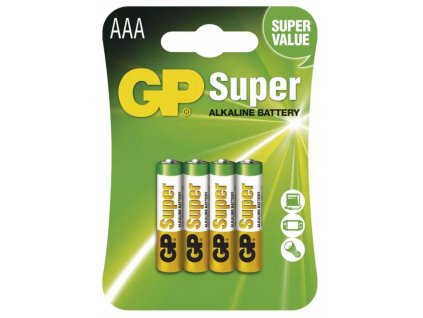 Alkalická baterie GP Super AAA (LR03) 4 ks