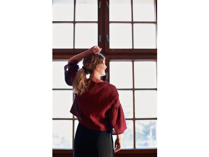 Top Elowen Burgundy linen
