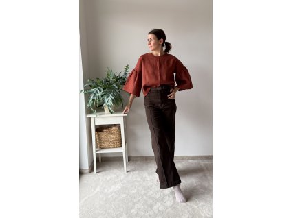 Top Elowen Burnt orange linen