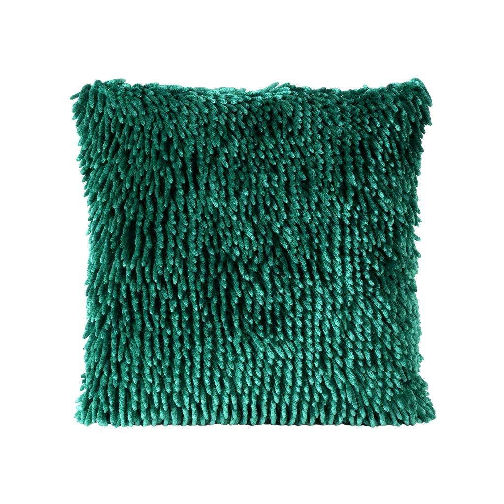 7428 zelena dekoracna obliecka na vankus shaggy 40x40 cm