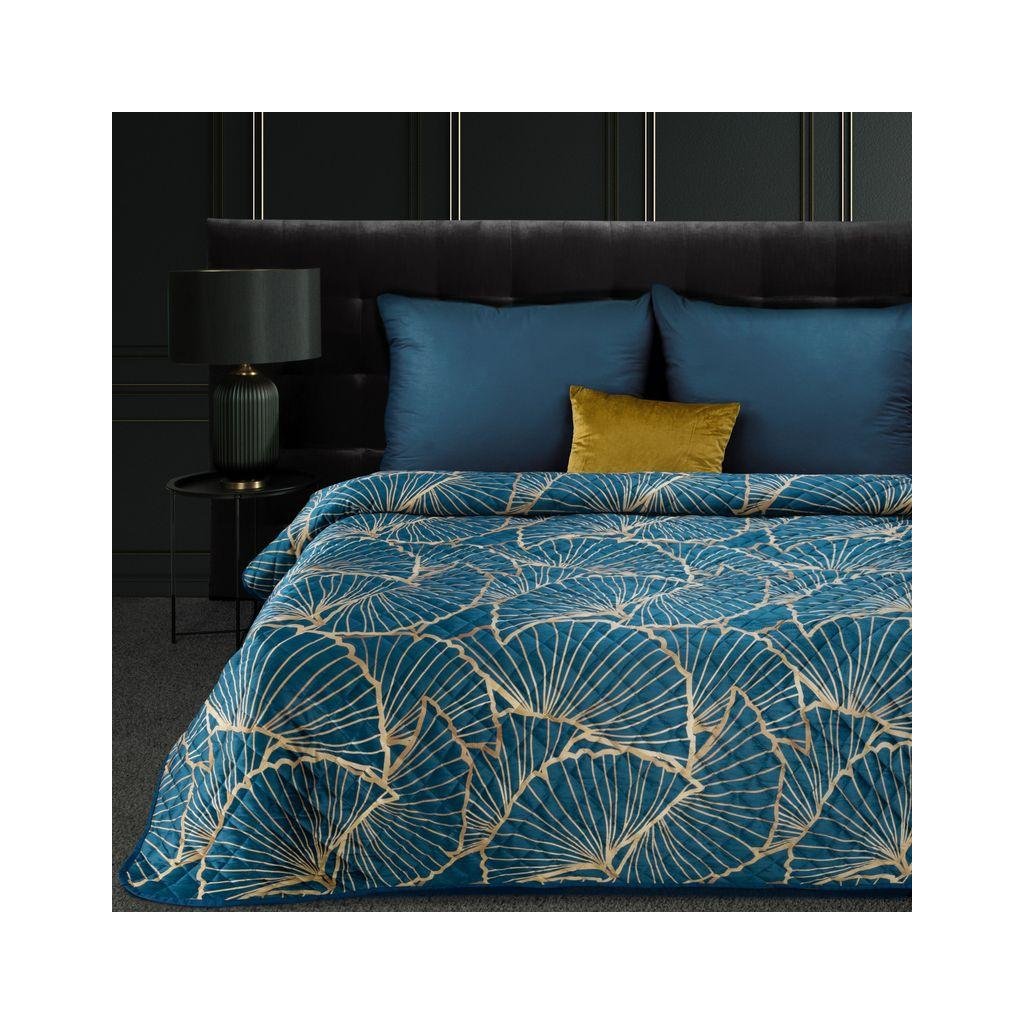 26163 namornicky modry prehoz na postel musa3 s potlacou 220x240 cm
