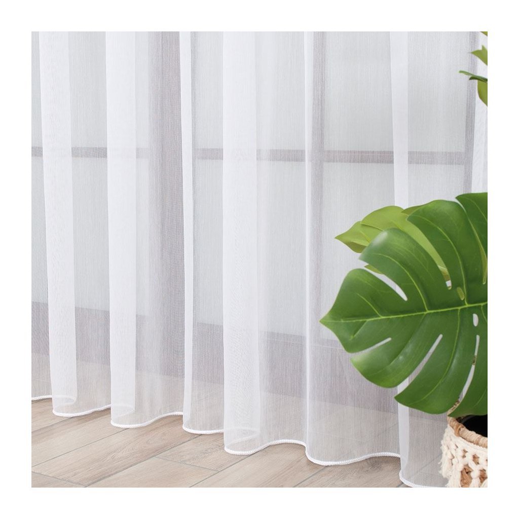 Bílá elegantní záclona KIARA s olůvkem (Výška A 100 - 137, Šířka 100)