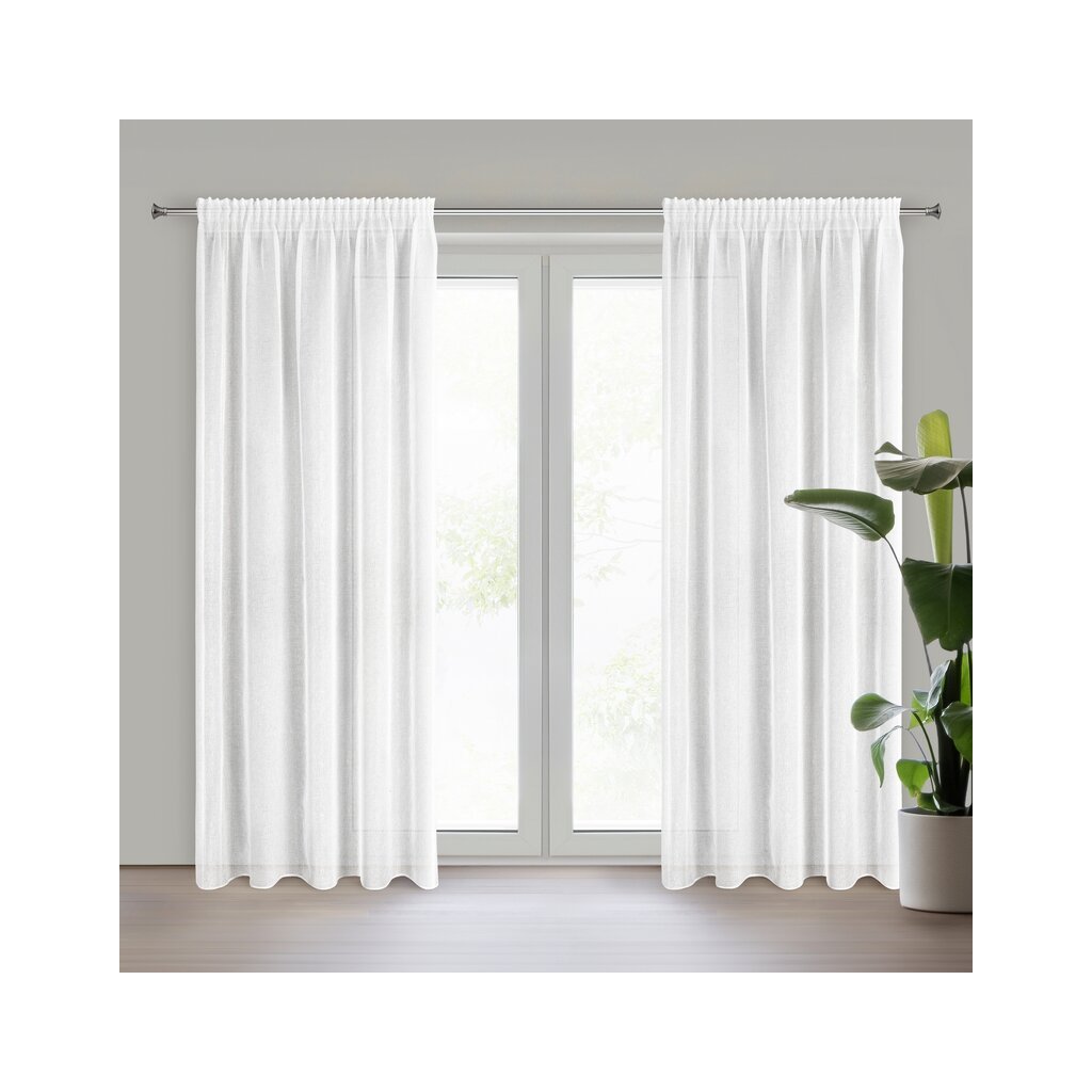 82347 biela etaminova zaclona so striebornym trblietavym efektom na paske lucila 140x270 cm