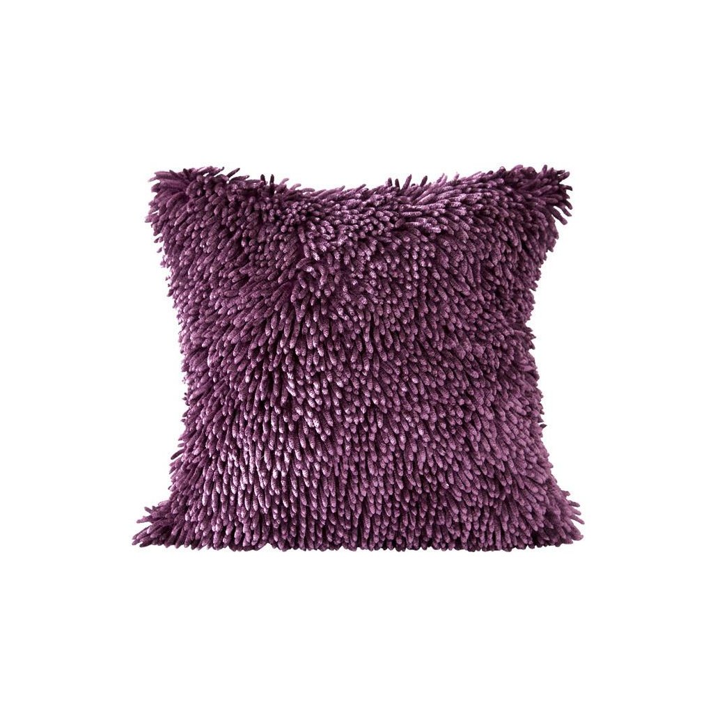 7596 fialova dekoracna obliecka na vankus shaggy 50x50 cm