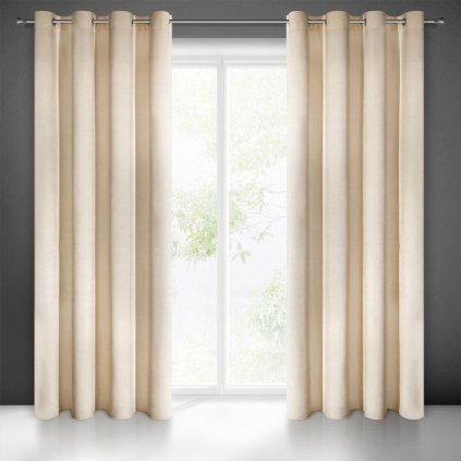 17478 bezovy zaves ria so zamatovou strukturou 140x250 cm