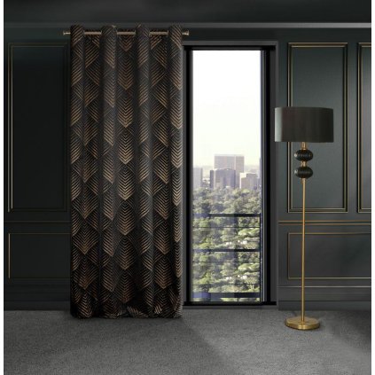 31278 cierny zatemnovaci zaves na kruzkoch victoria2 s potlacou 140x250 cm